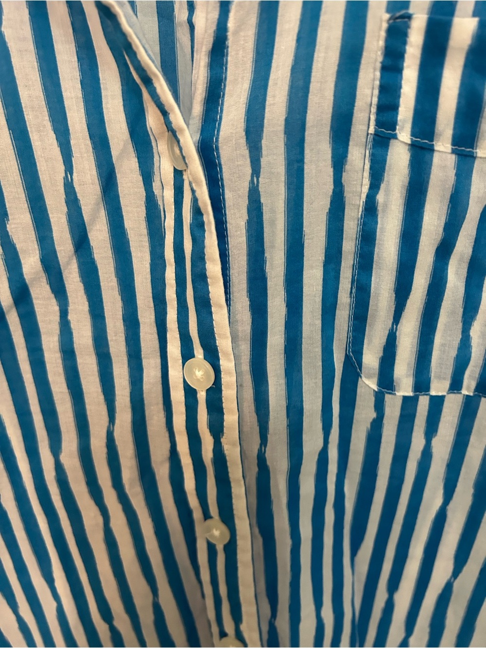 Ellen Tracy Blue and White Vertical Stripe Button-Down Shirt - Picture 5 of 6